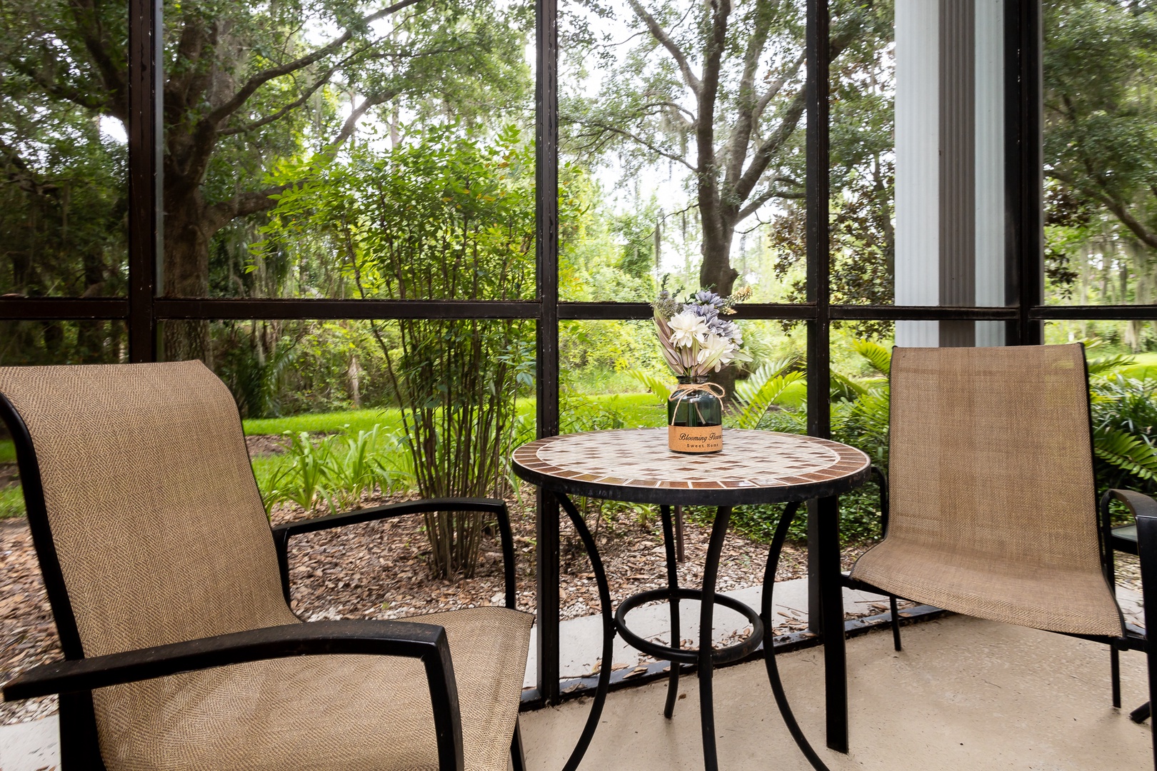 Enjoy the fresh air on the screened patio