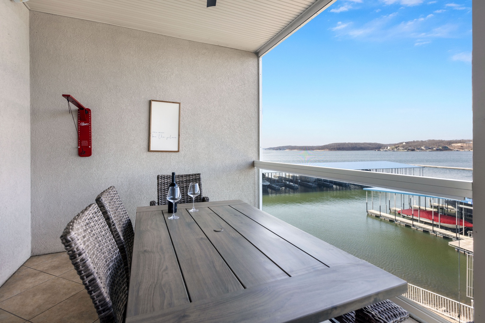 Dine al fresco with stunning lake views on the deck