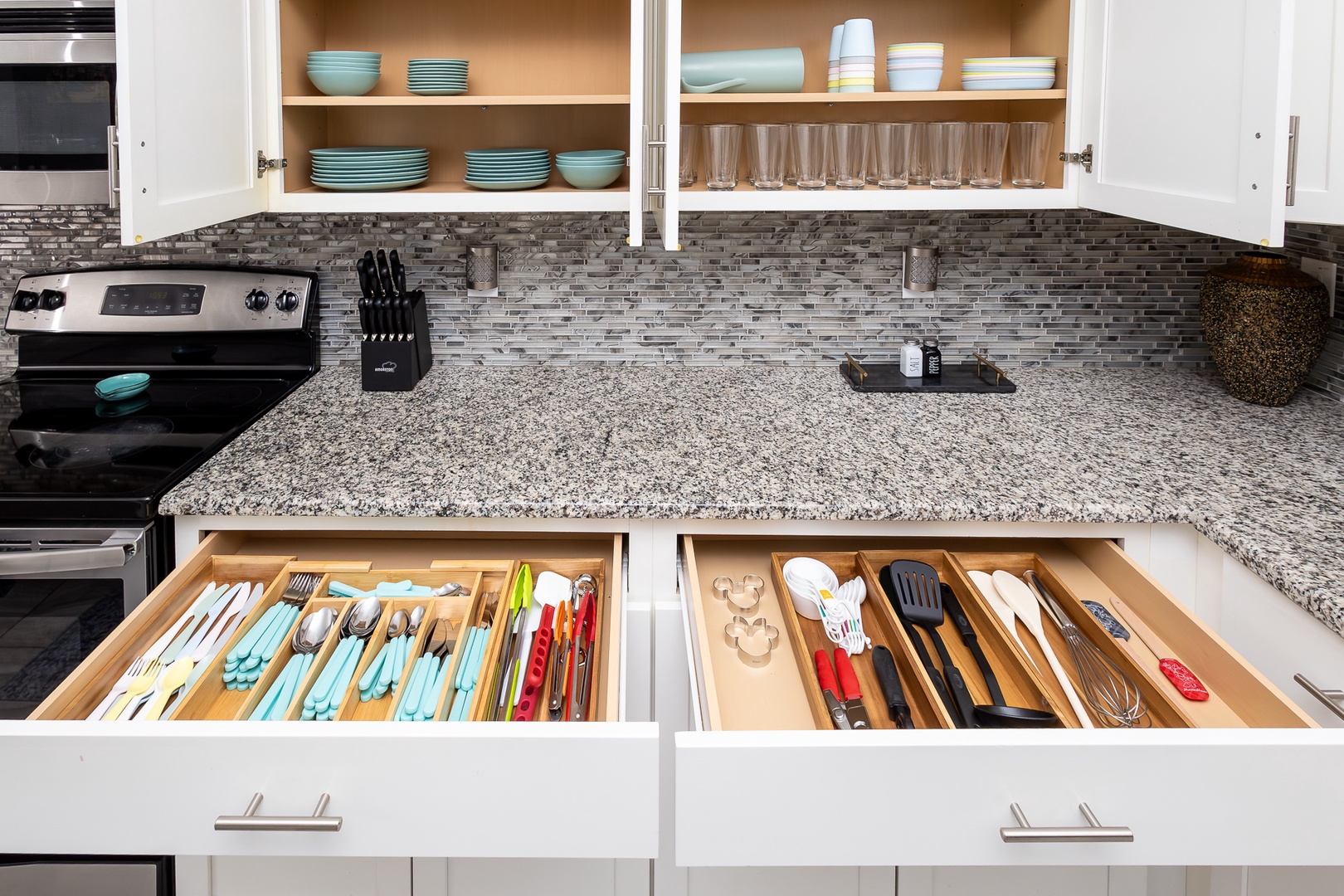 The open, airy kitchen offers ample space & all the comforts of home