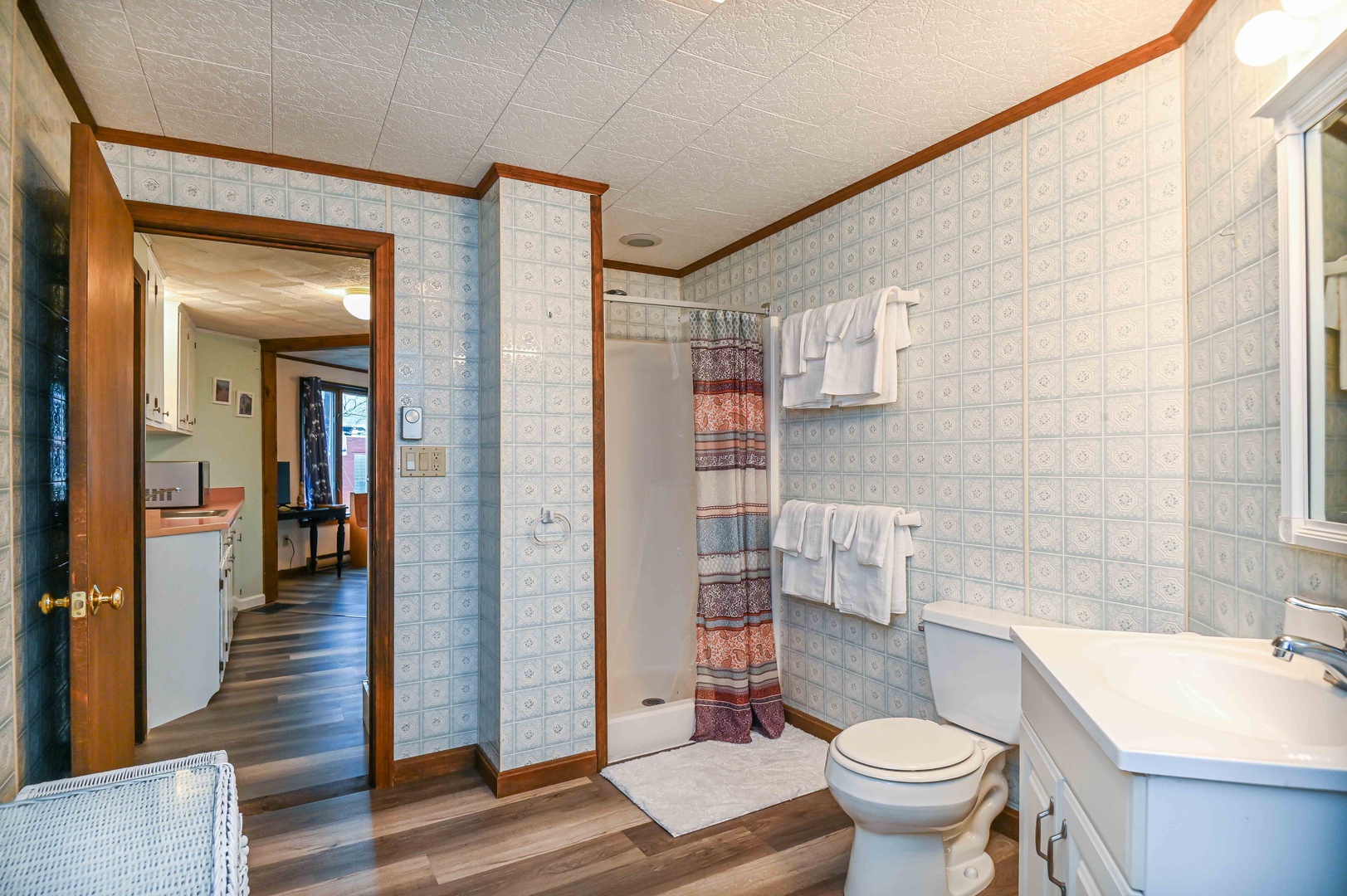 Bathroom with stand-up shower