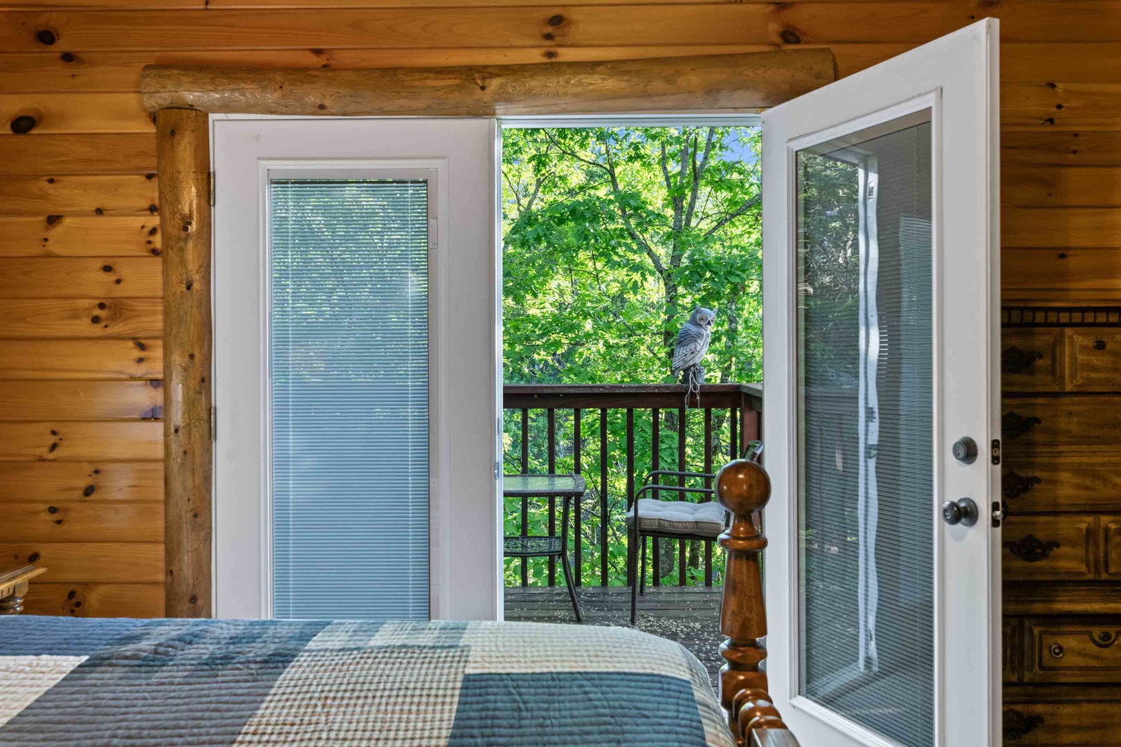 Bedroom 3 with queen bed, and balcony