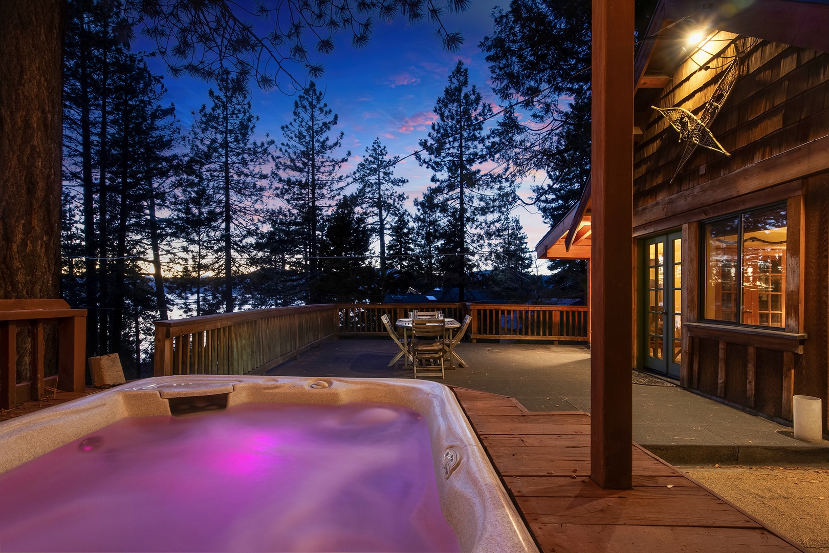 Take a soak in the private outdoor hot tub