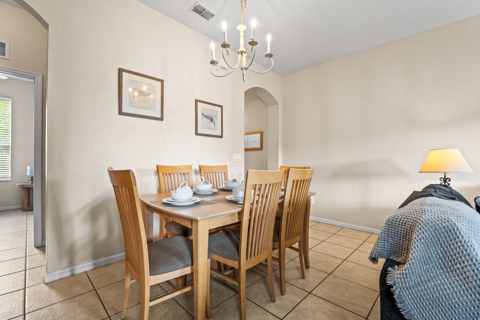 Gather around the dining table with seating for 6