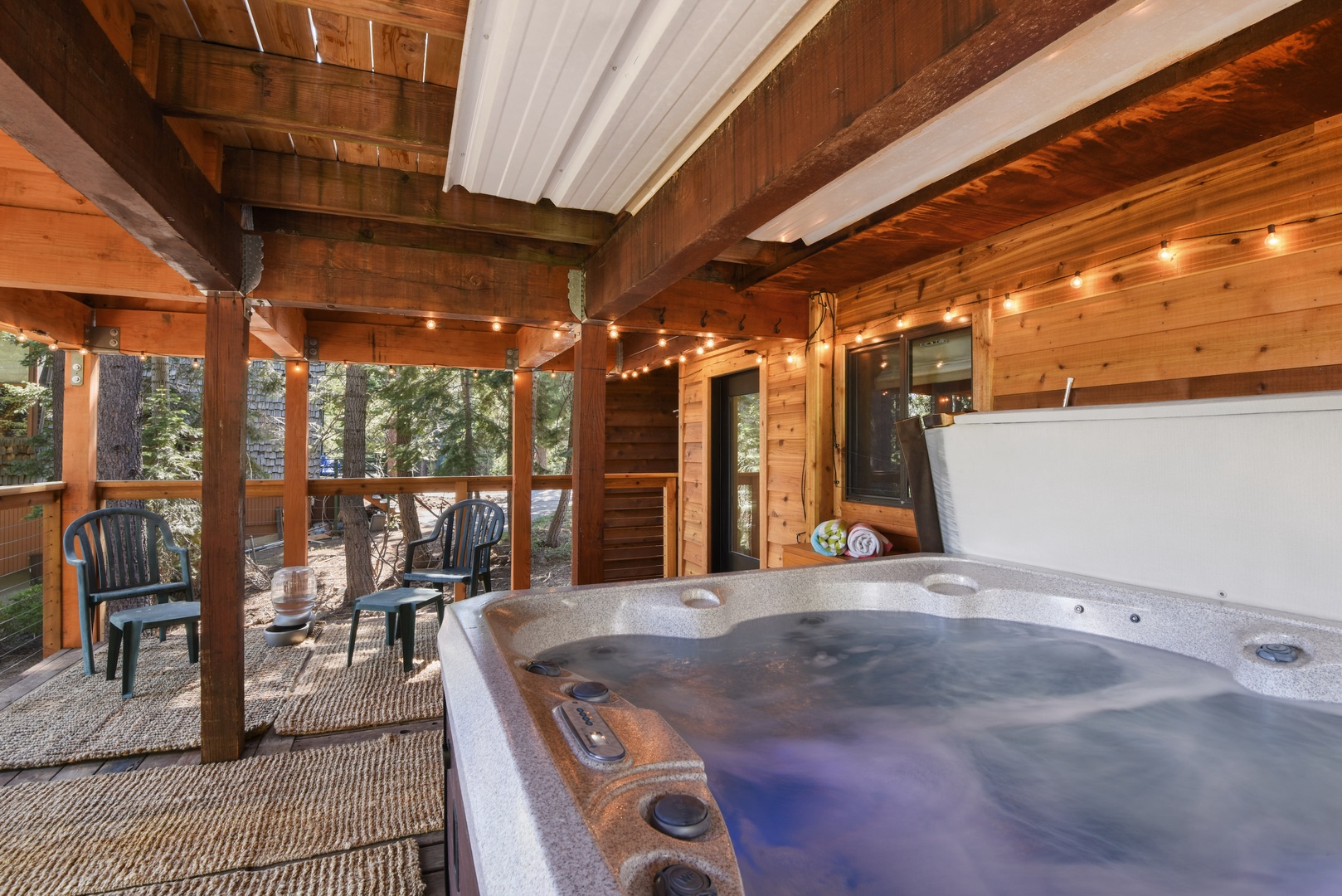 Take a dip in the private hot tub