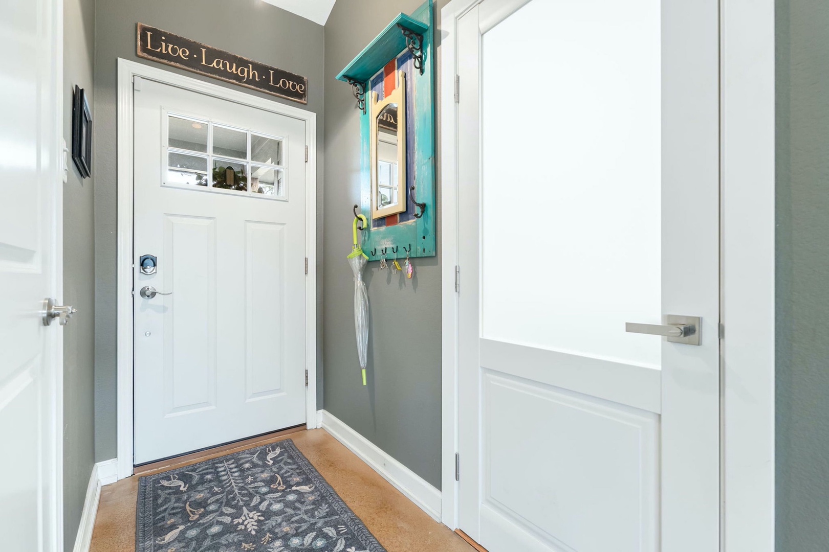 A bright, cheerful entryway will welcome you home