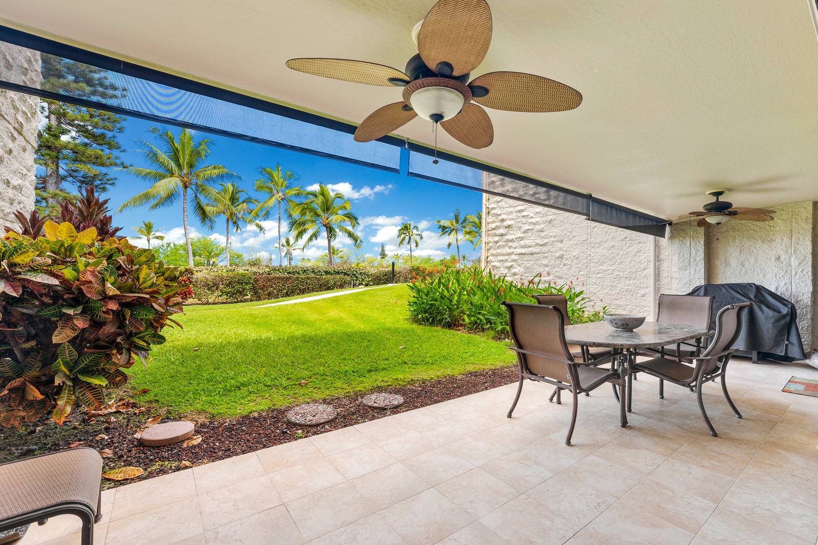 Private lanai with garden views