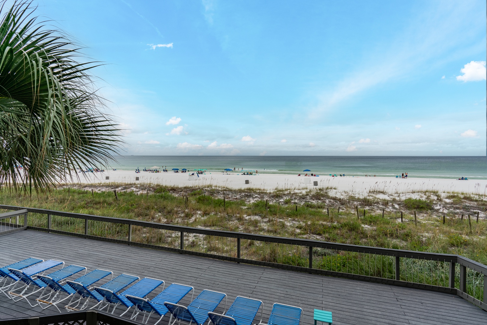 View of the sun deck and the beach.