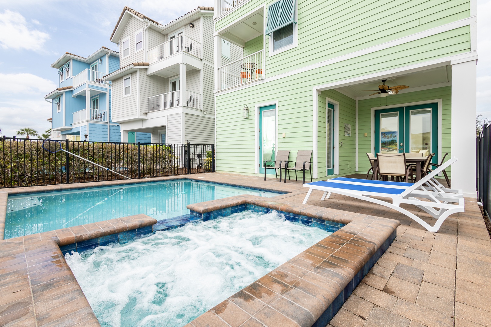 Make a splash in the private pool or soak your cares away in the bubbling hot tub!