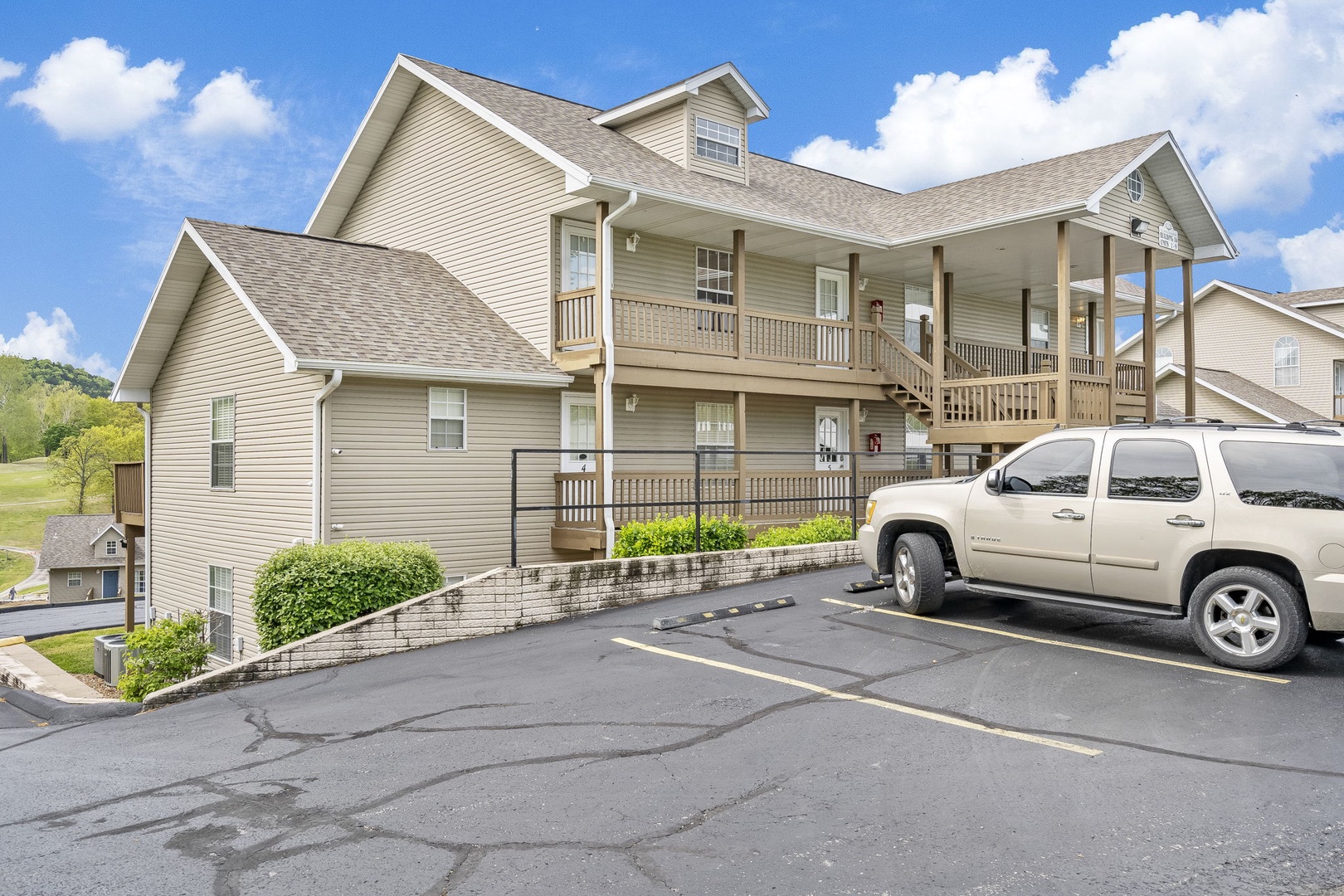 This condo offers Parking for 2 Vehicles in the Parking Lot, first come first serve