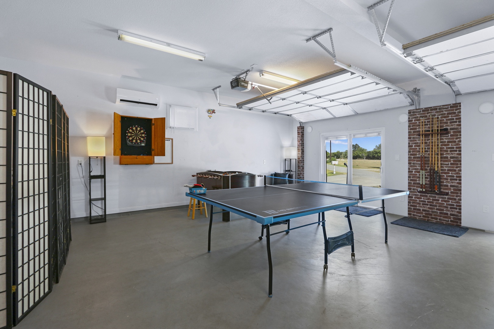 Get competitive with darts, foosball, pool, and ping pong in the game room