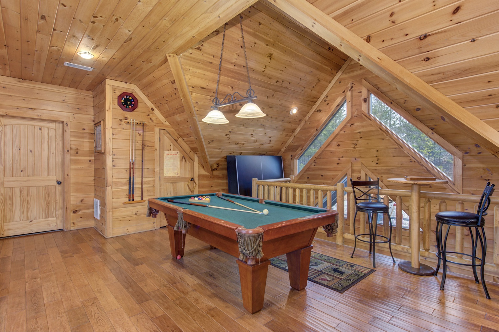 Cue the competitive fun in this loft retreat with a round of pool or ping-pong
