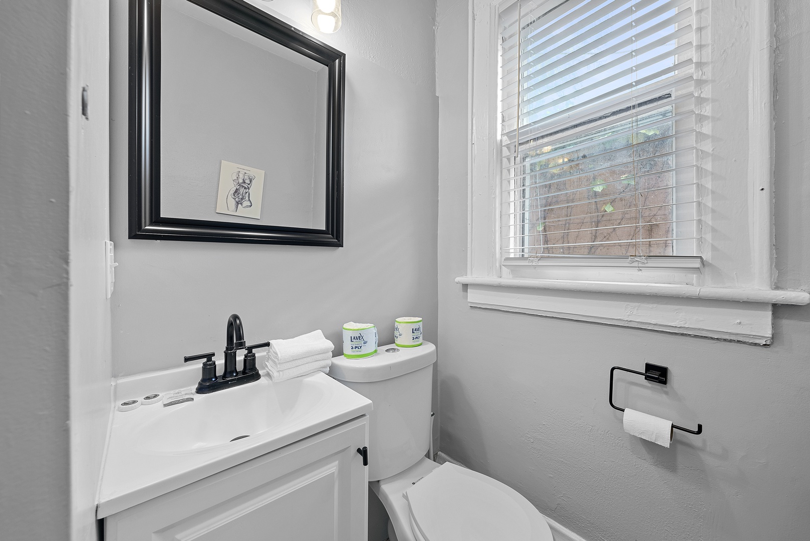 Wash up in Apartment 1164’s full bath, offering a single vanity & shower/tub combo