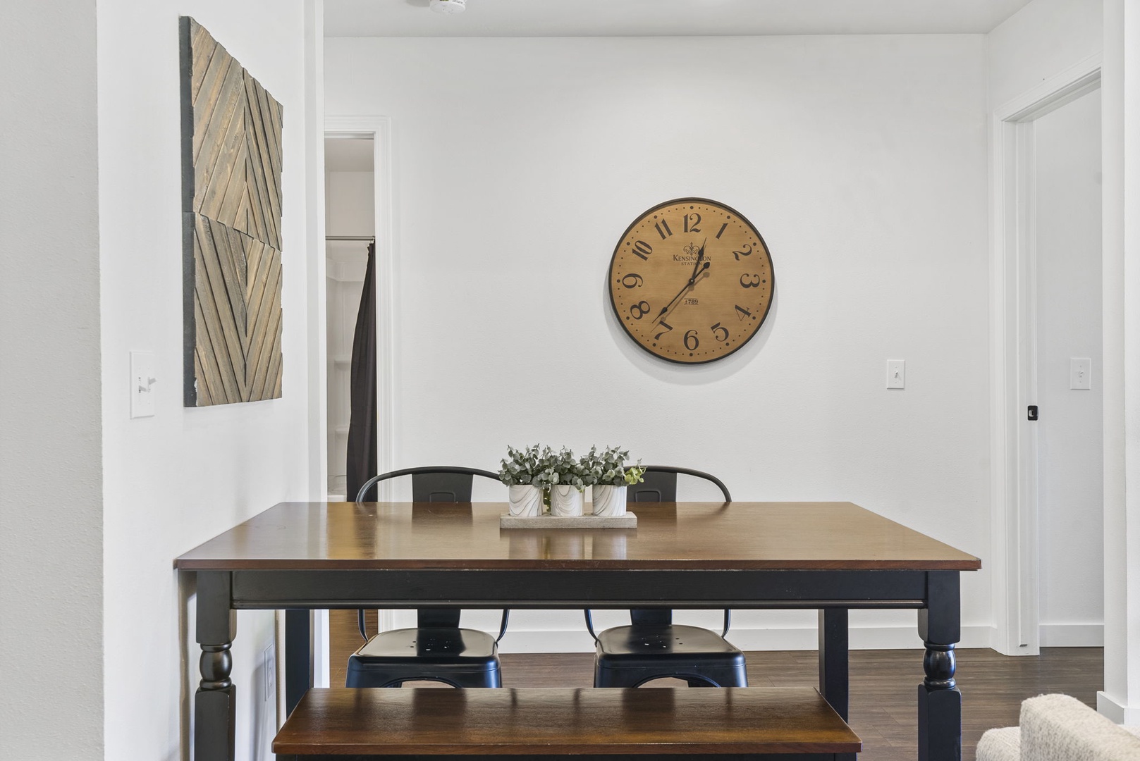 Gather for meals together at the dining table, with space for 4