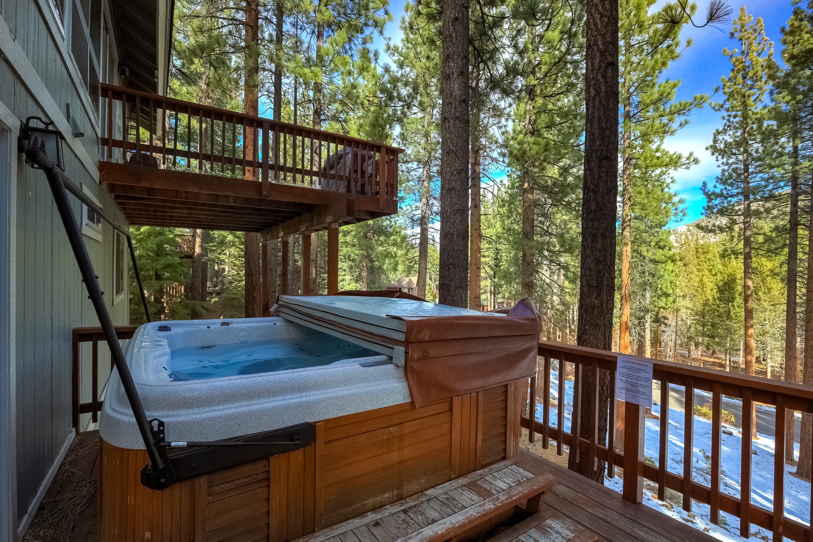 Take a soak in the outdoor hot tub