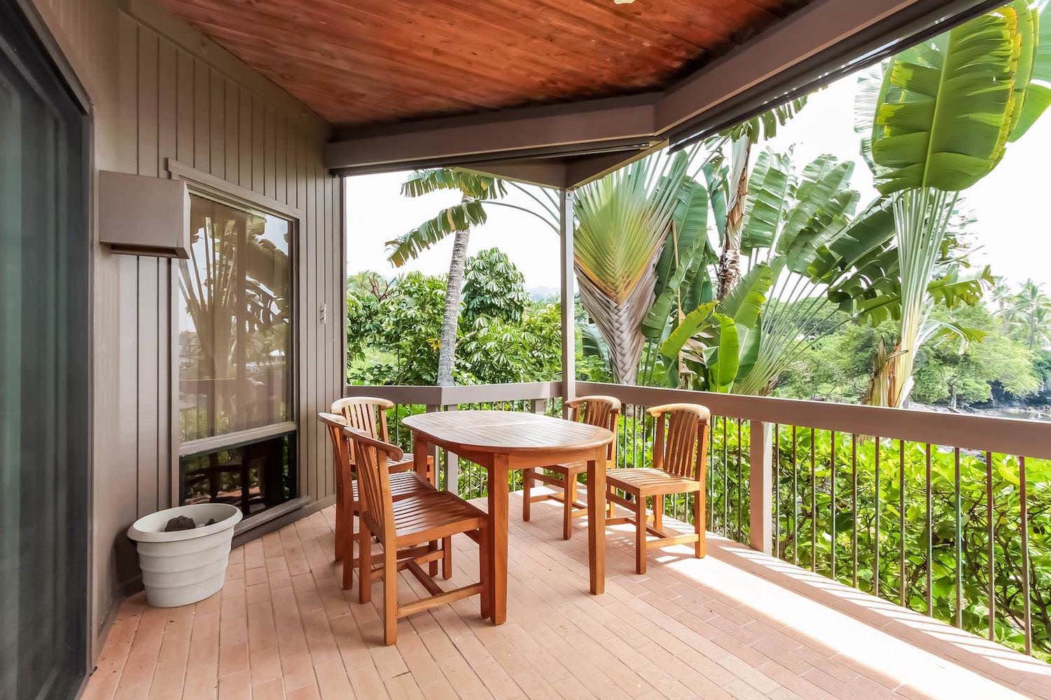 Covered lanai with patio table
