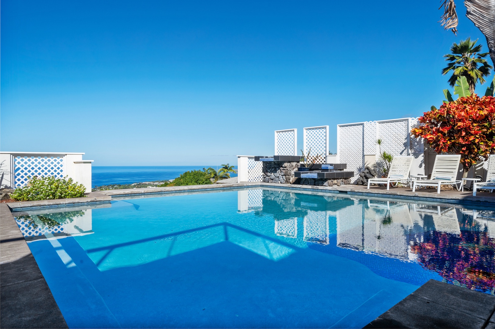 Private outdoor swimming pool with ocean views