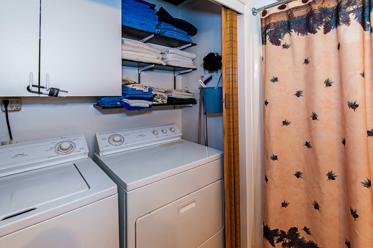 Washer and dryer in guest bathroom