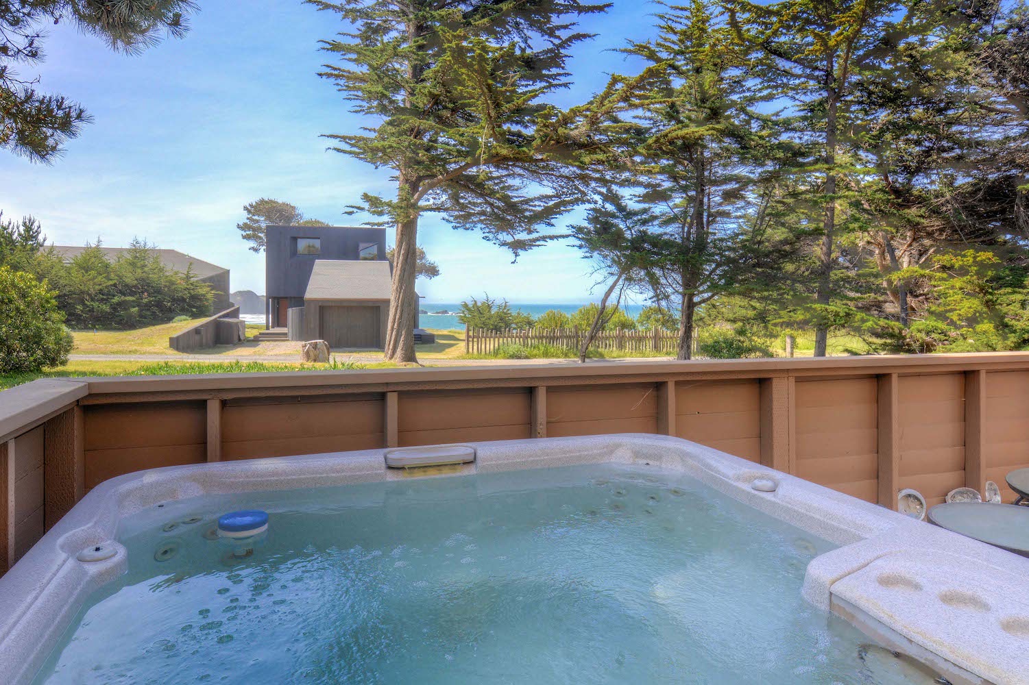 Private hot tub with ocean view