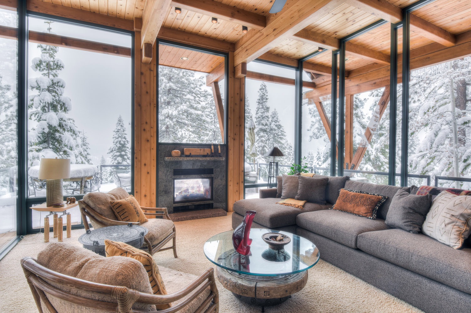 Northstar Nest living room w/ amazing views and a gas fireplace