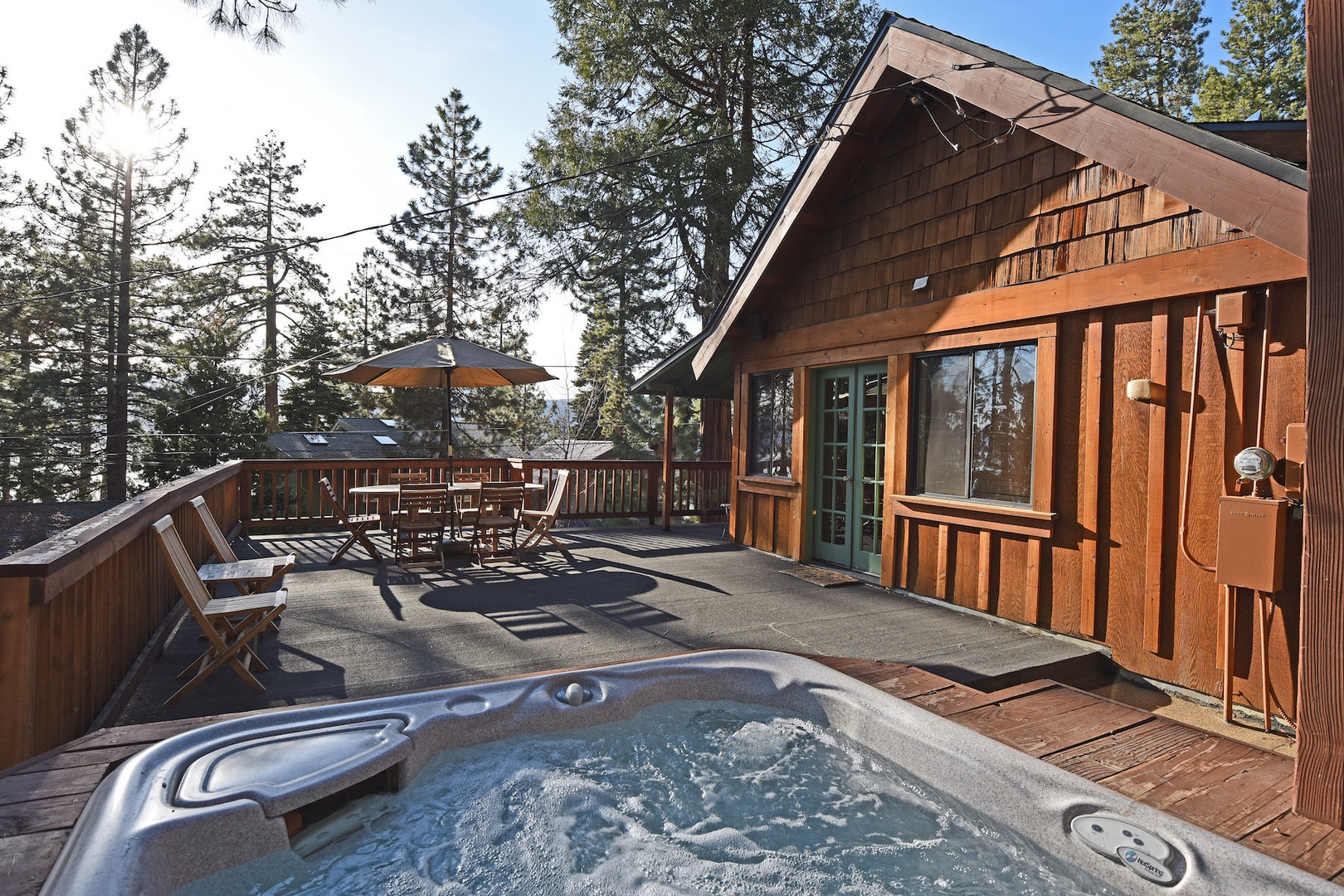 Take a soak in the private outdoor hot tub