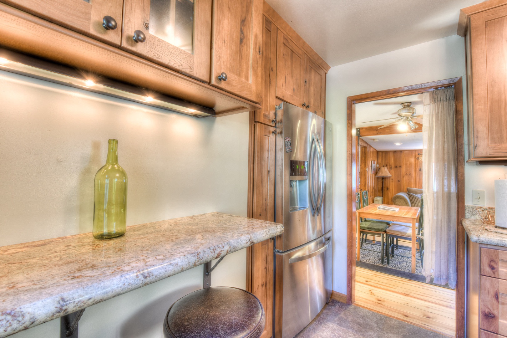 Full kitchen w/ modern appliances: toaster, crockpot, drip coffee maker, wine ware, spices, foil, and much more!