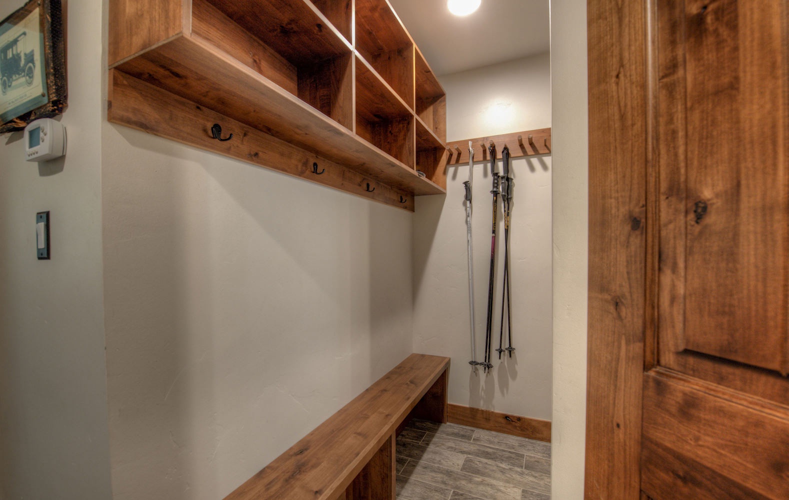 Mud room to store skis and snowboards