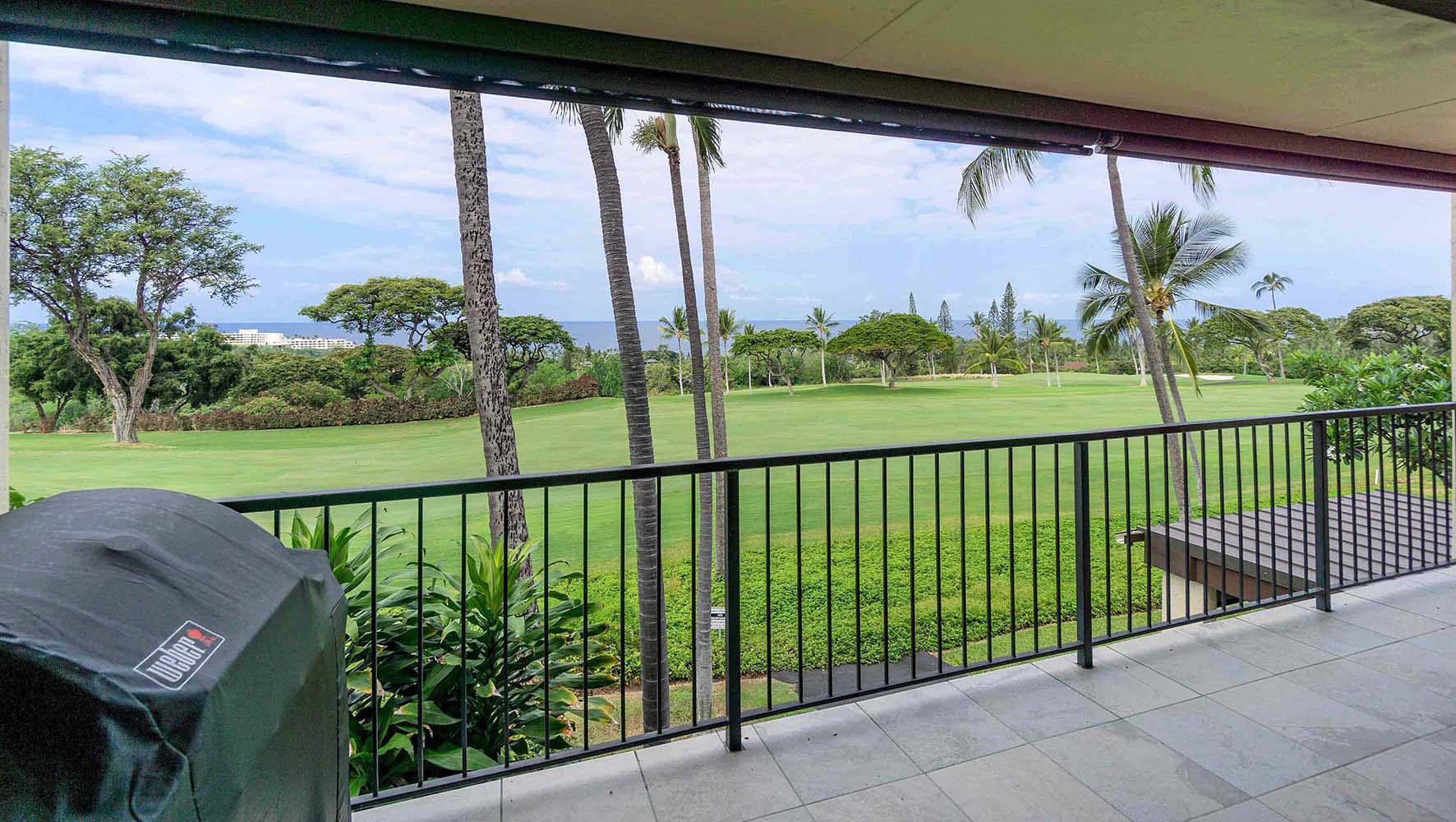 Lanai with golf course view