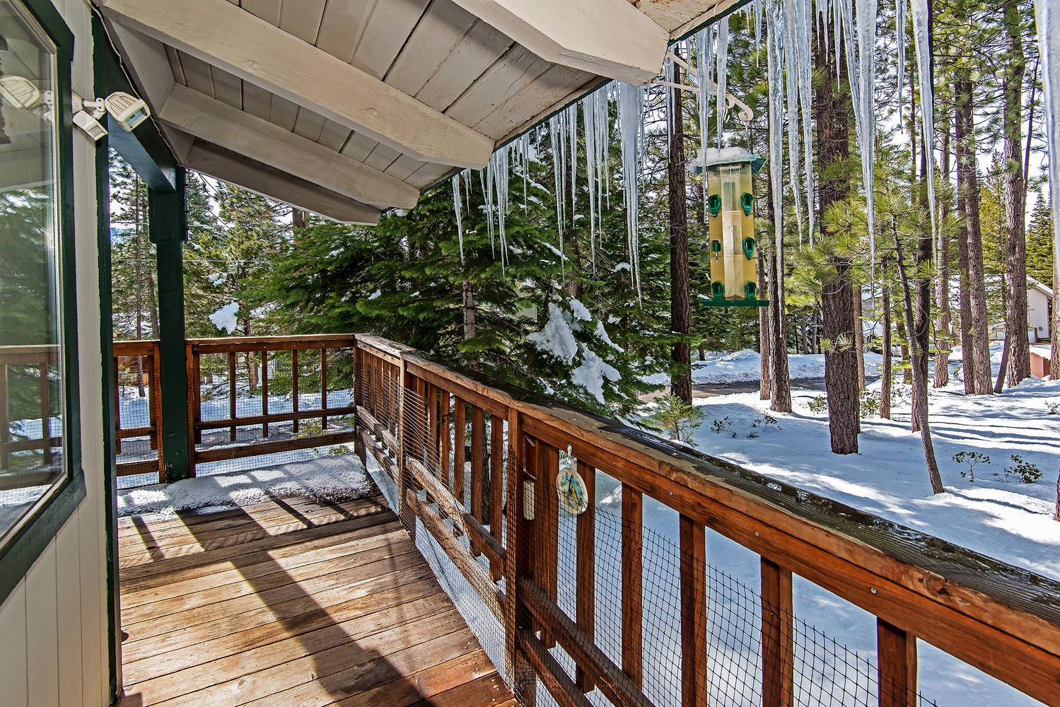 Covered balcony with forest view