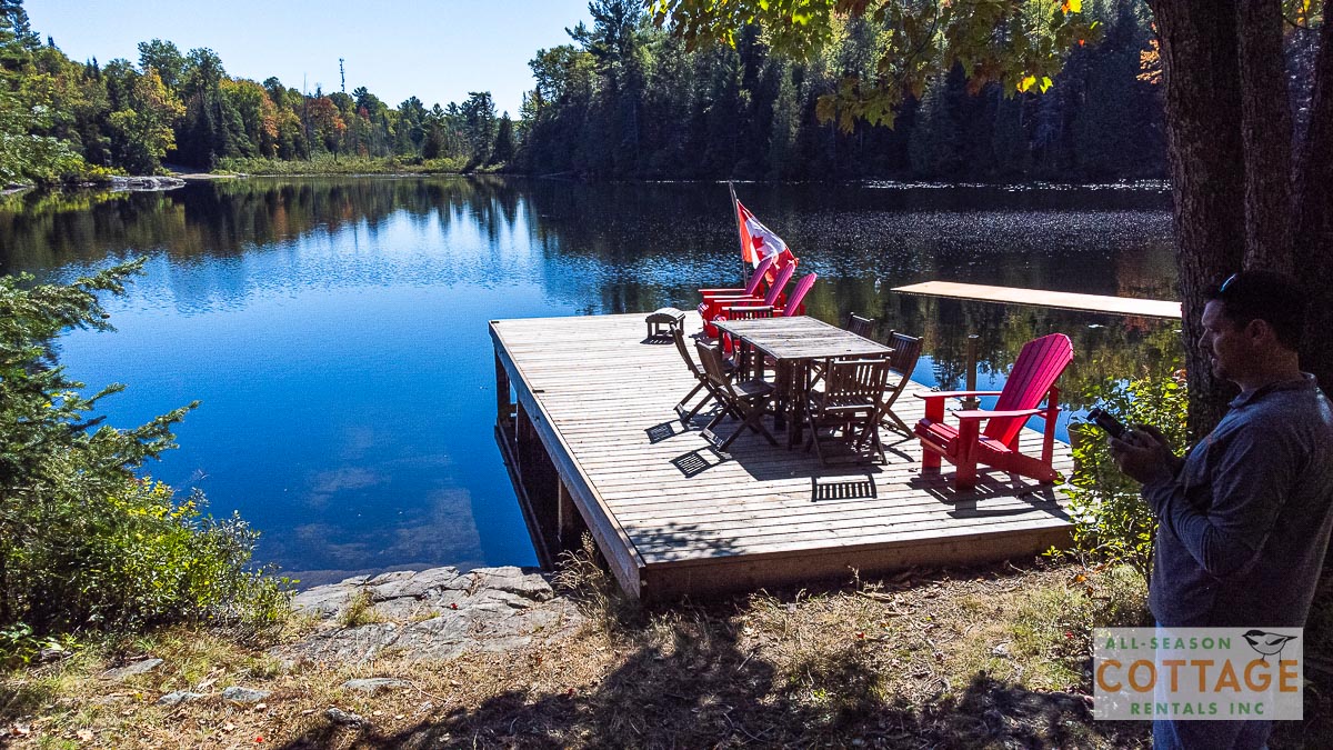 Dock with outdoor dining table