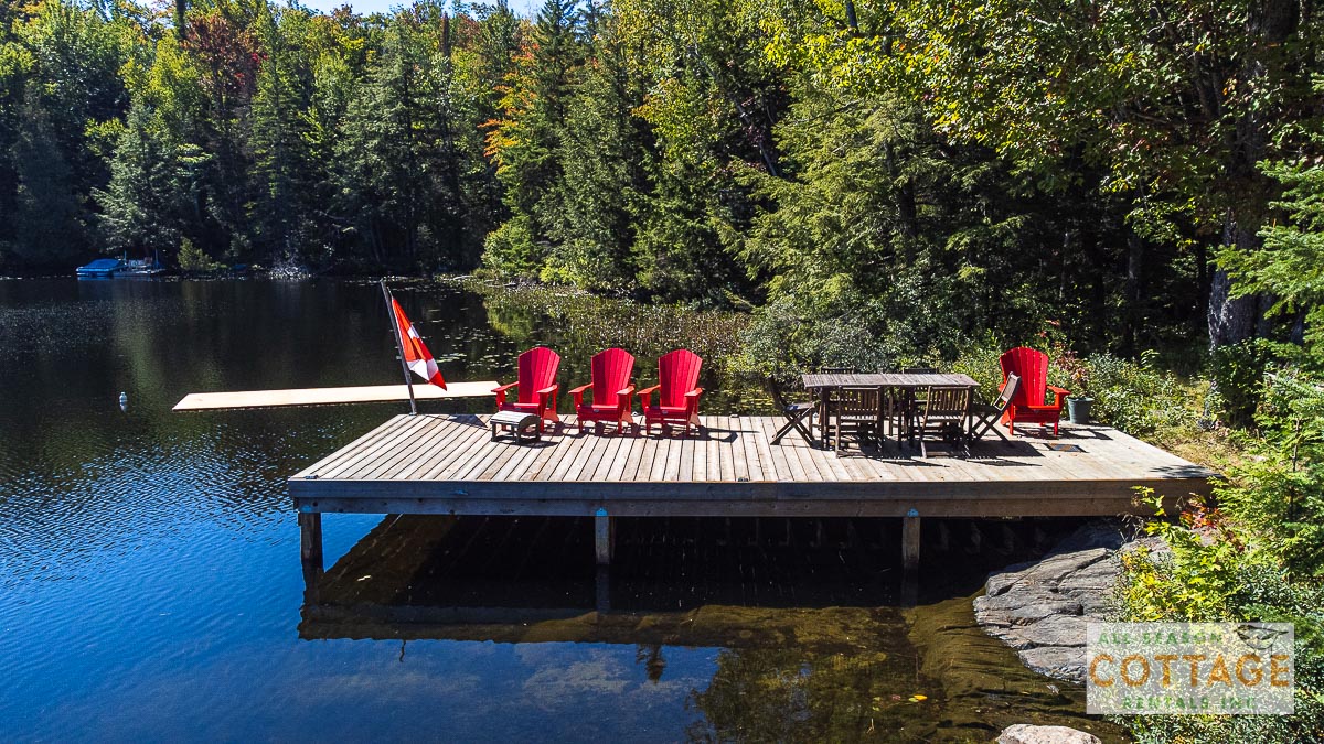 Dock with outdoor dining table