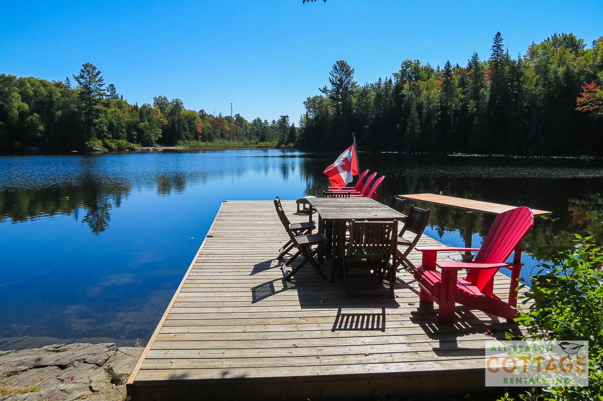 Dock with outdoor dining table