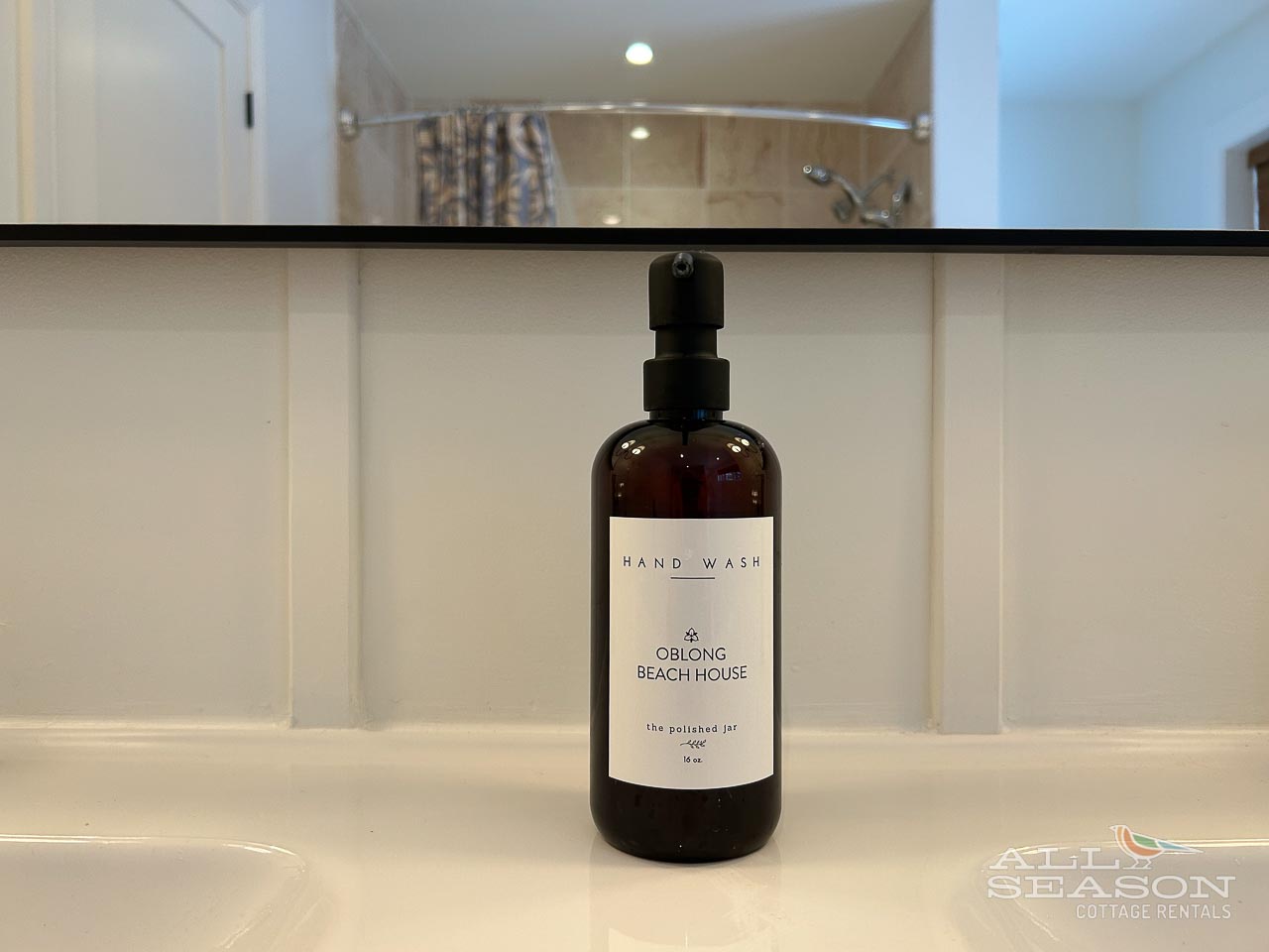 Premium hand wash awaits at your bathroom sink, adding a touch of luxury to your daily routine.