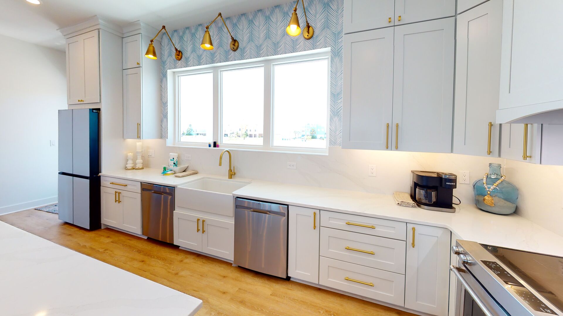 The gorgeous kitchen features 2 dishwashers, dedicated ice maker, pot filler and 2 refrigerators