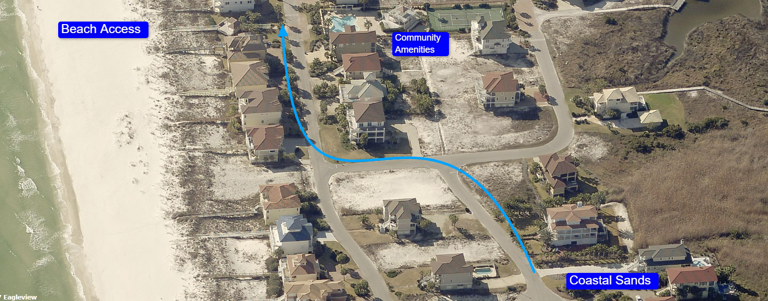 Access map from the home to the beach boardwalk
