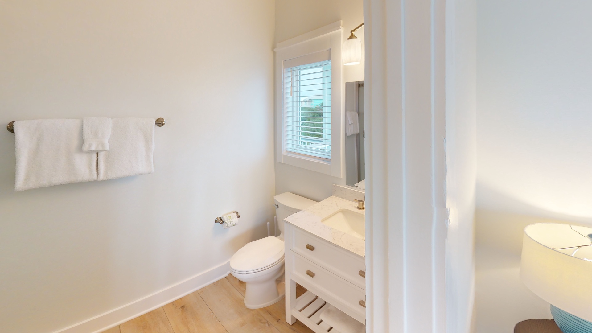 The private bathroom in Bedroom 6 has a walk-in shower