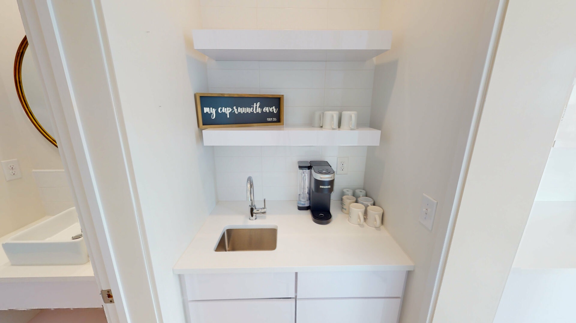 Separate coffee wet bar area
