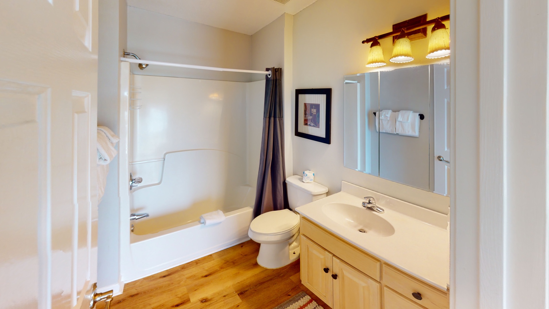 Private Master bath with a tub/shower combo