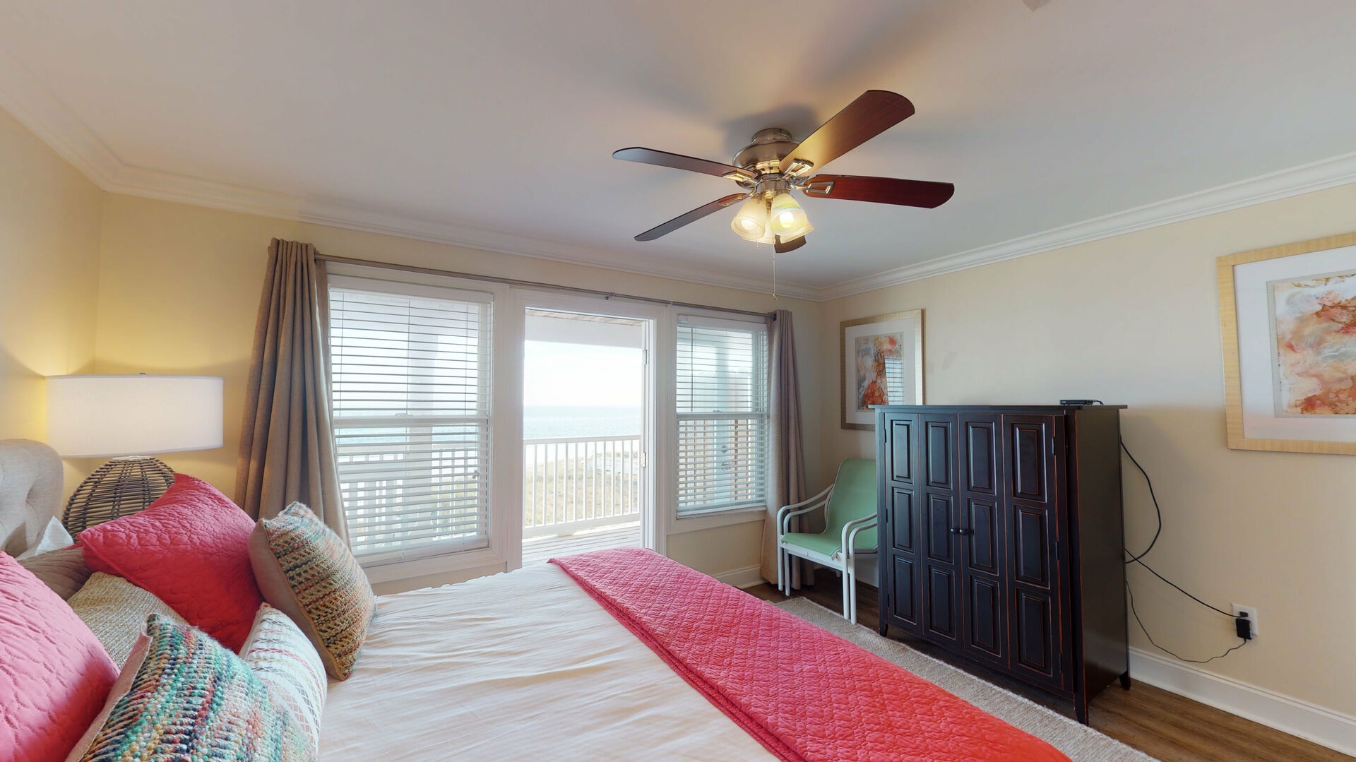 Bedroom 2 has Gulf views, balcony access and a private bath