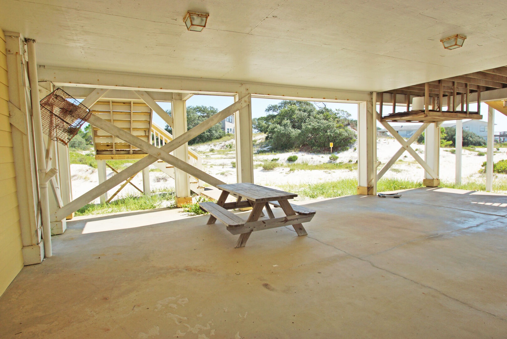 Covered picnic area under house