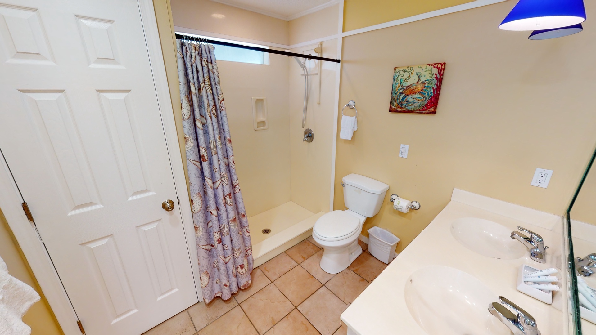 Hall bathroom with a walk in shower close to bedroom #3