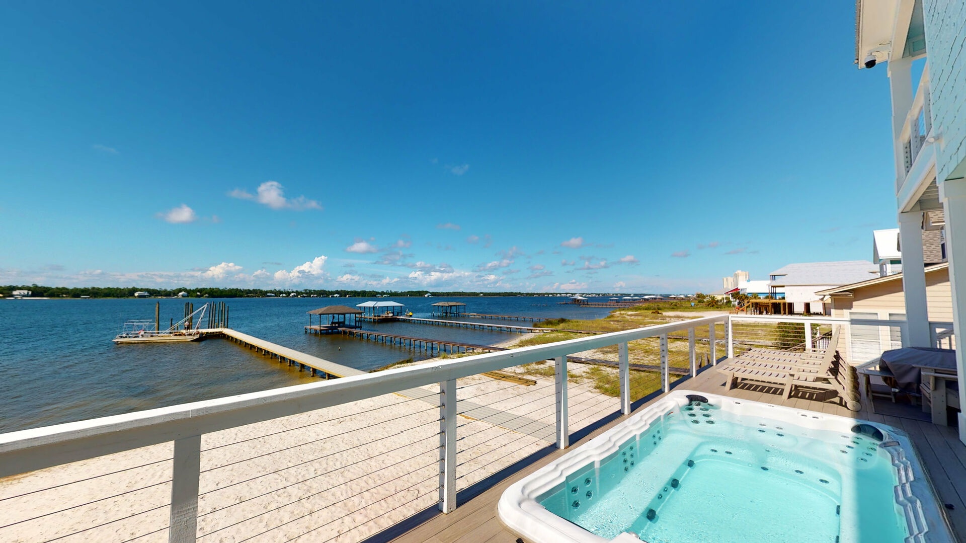 Guests have access to a private swim spa year round and fantastic views