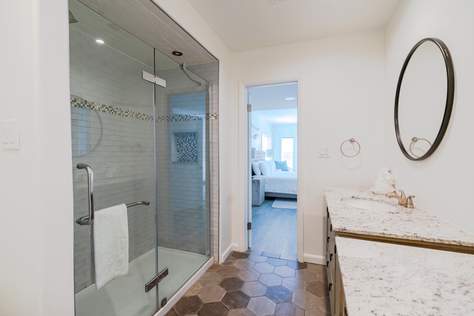 Private master bathroom in side A with a walk-in shower
