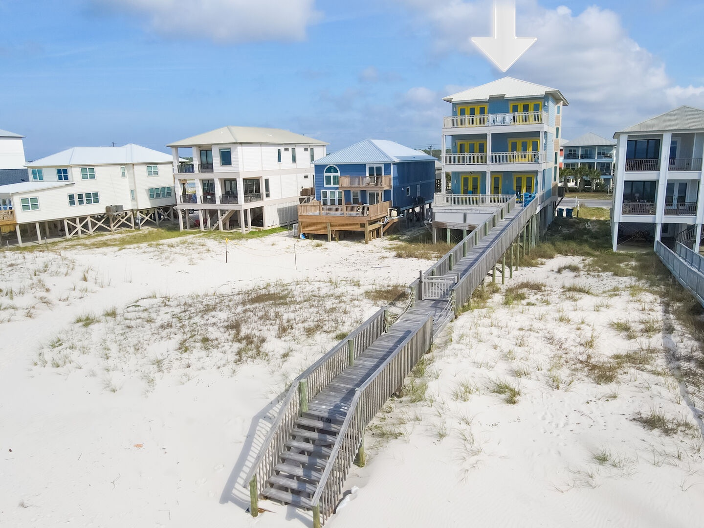 View of the walkover and home from the beach