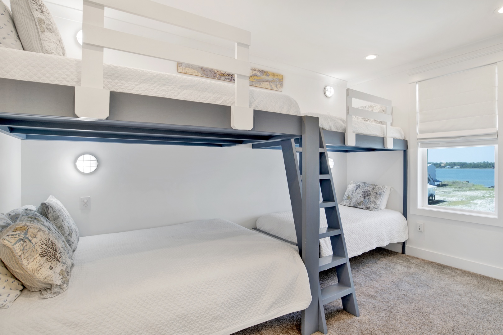 Enjoy Lagoon views in the 4th floor bunk room (bedroom 2) with a full over full bunk and a twin bunk.
