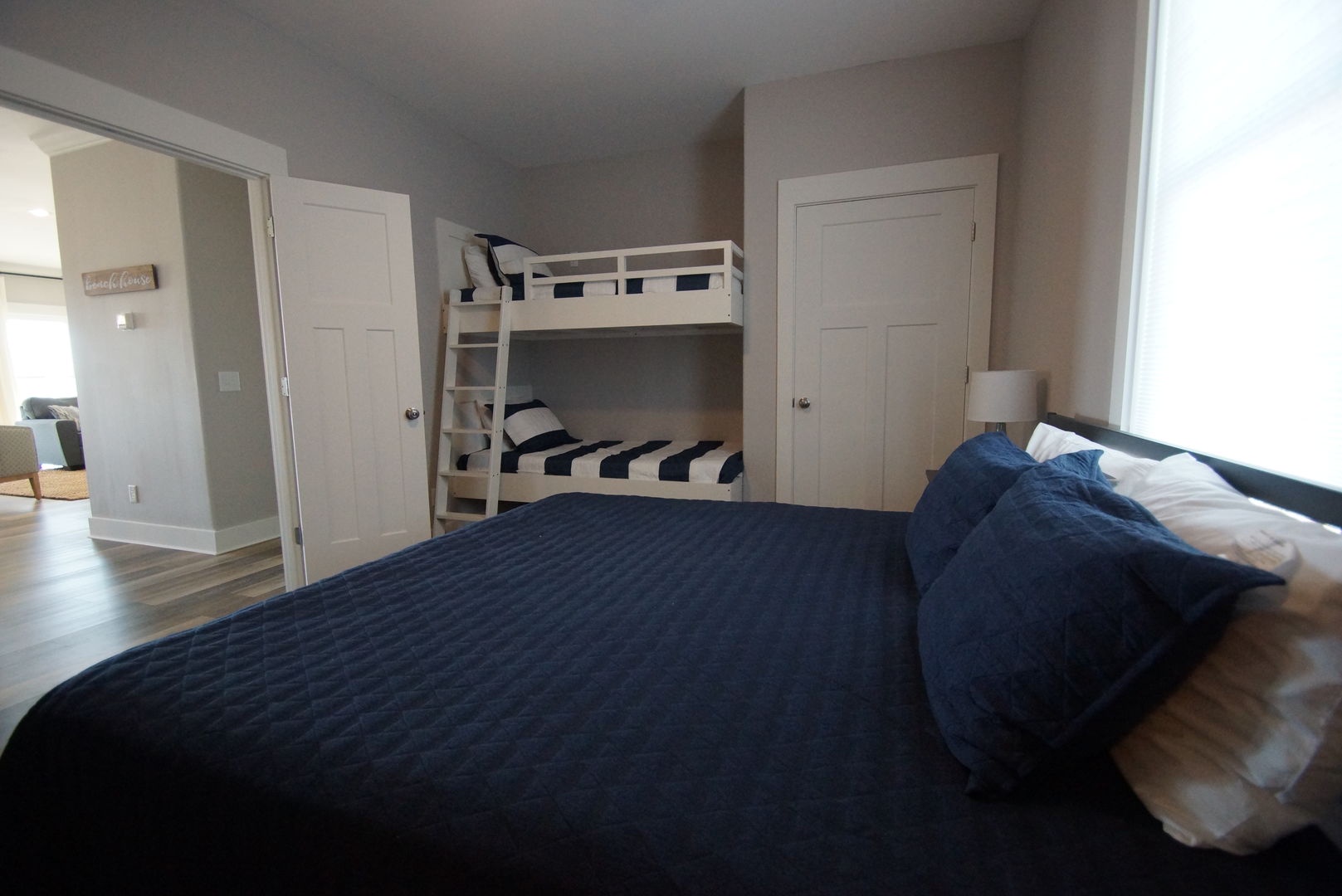 Bedroom 3, king bed, 2 twin bunks, sleeps 4, TV and attached bath
