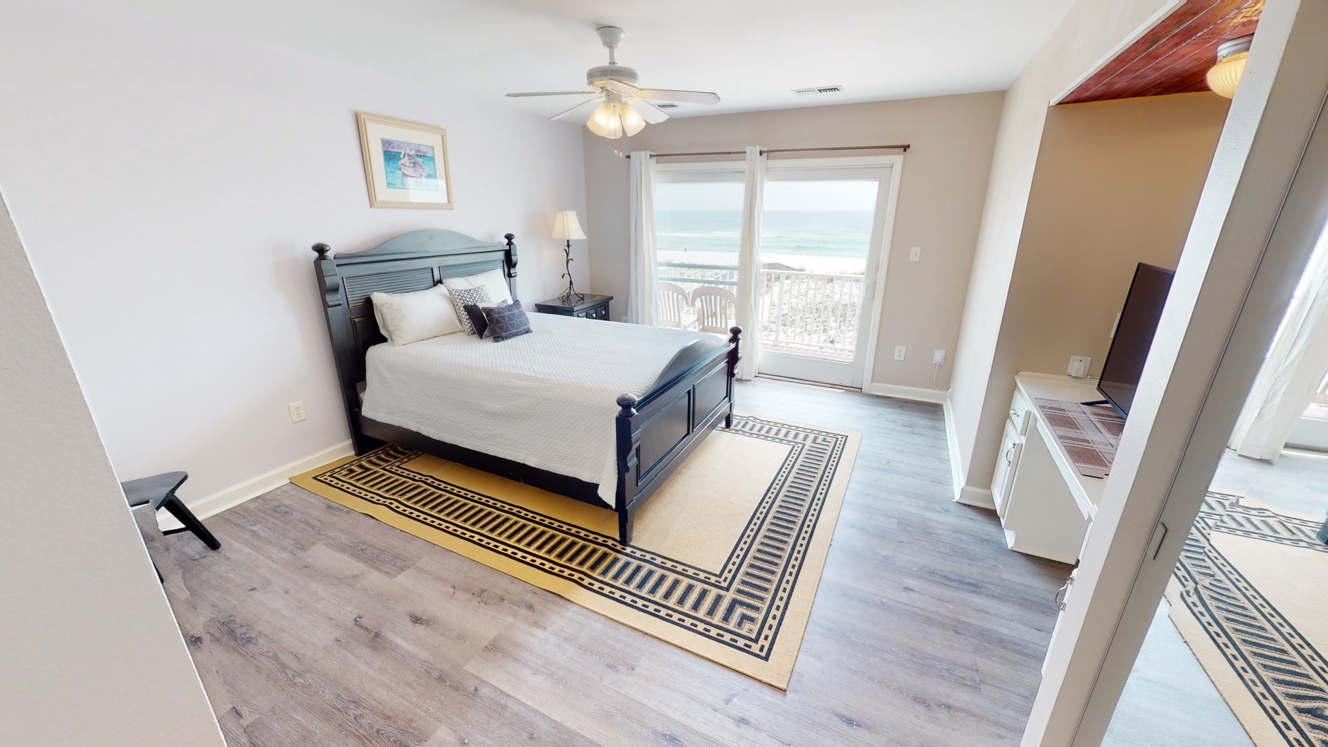 2nd floor- Bedroom 3 features a a Queen bed and Gulf views