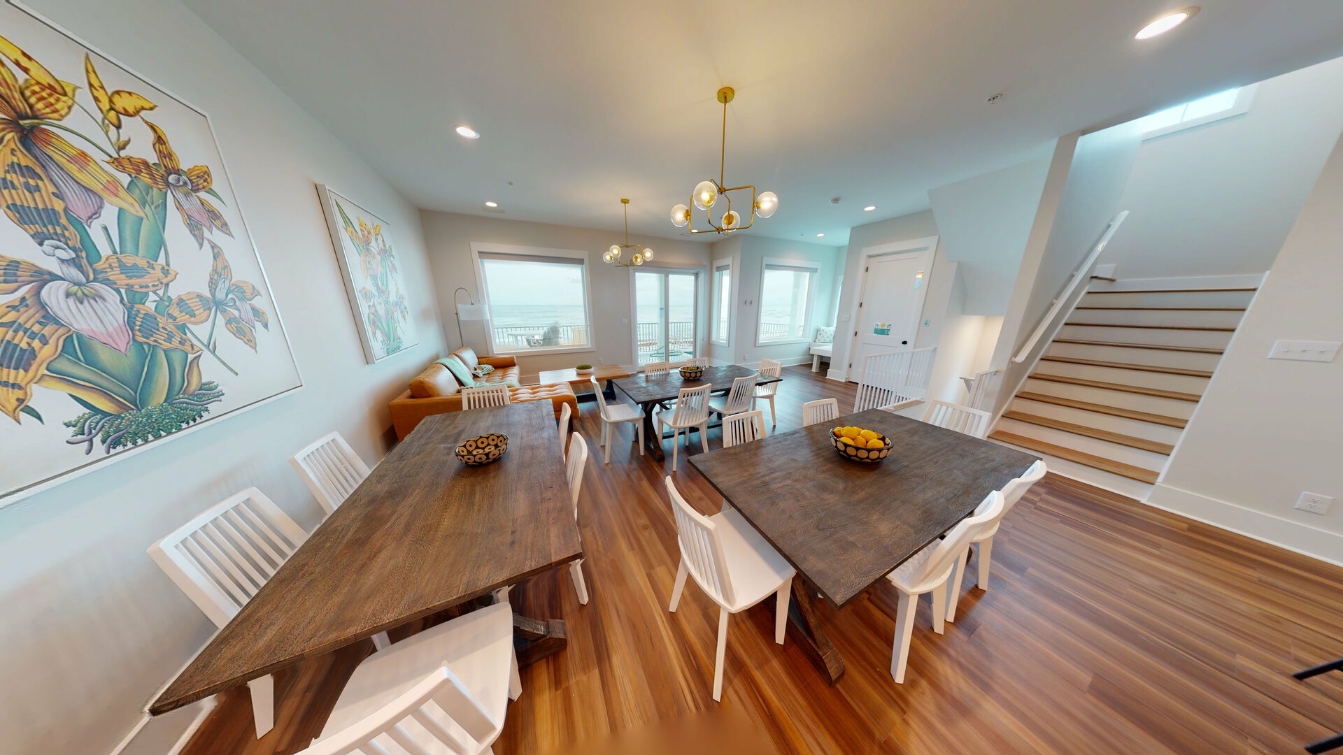 The home has 3 dining tables, great for family meals and game night
