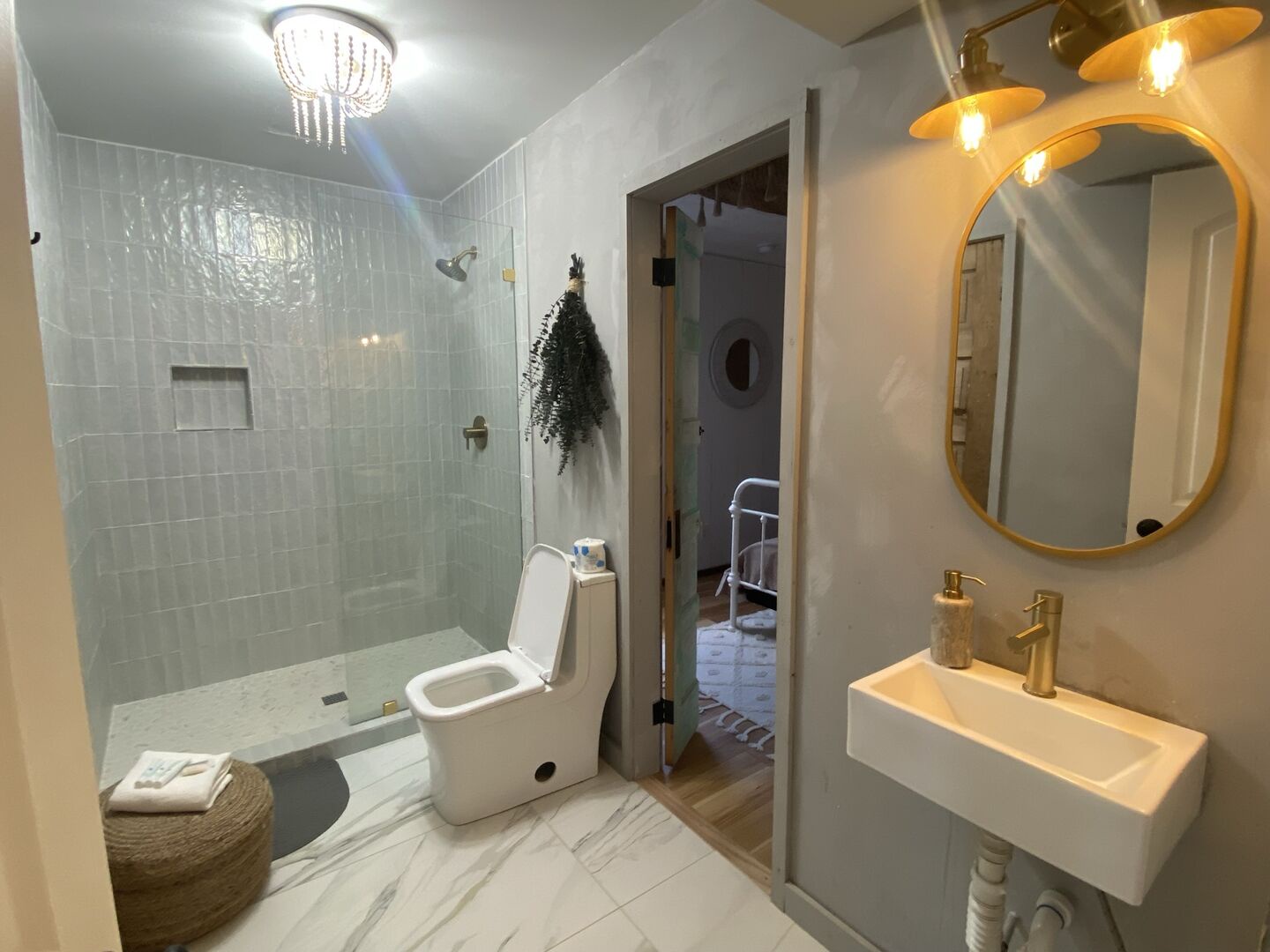 Shared 1st floor bathroom with a walk-in shower