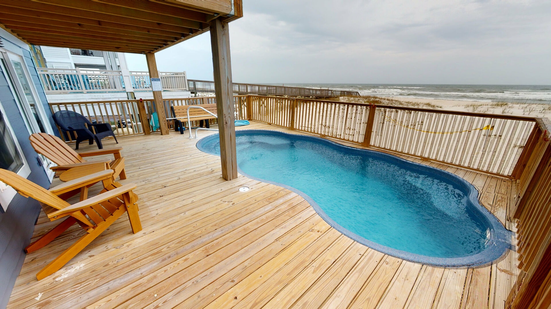 Beautiful new deck with built-in pool and some shaded area when you need to get out of the sun