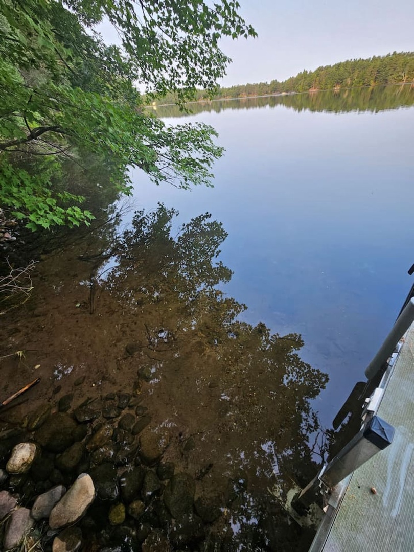 Peaceful lakeside retreat with pristine waters reflecting the forest canopy, offering tranquil moments surrounded by nature's beauty.